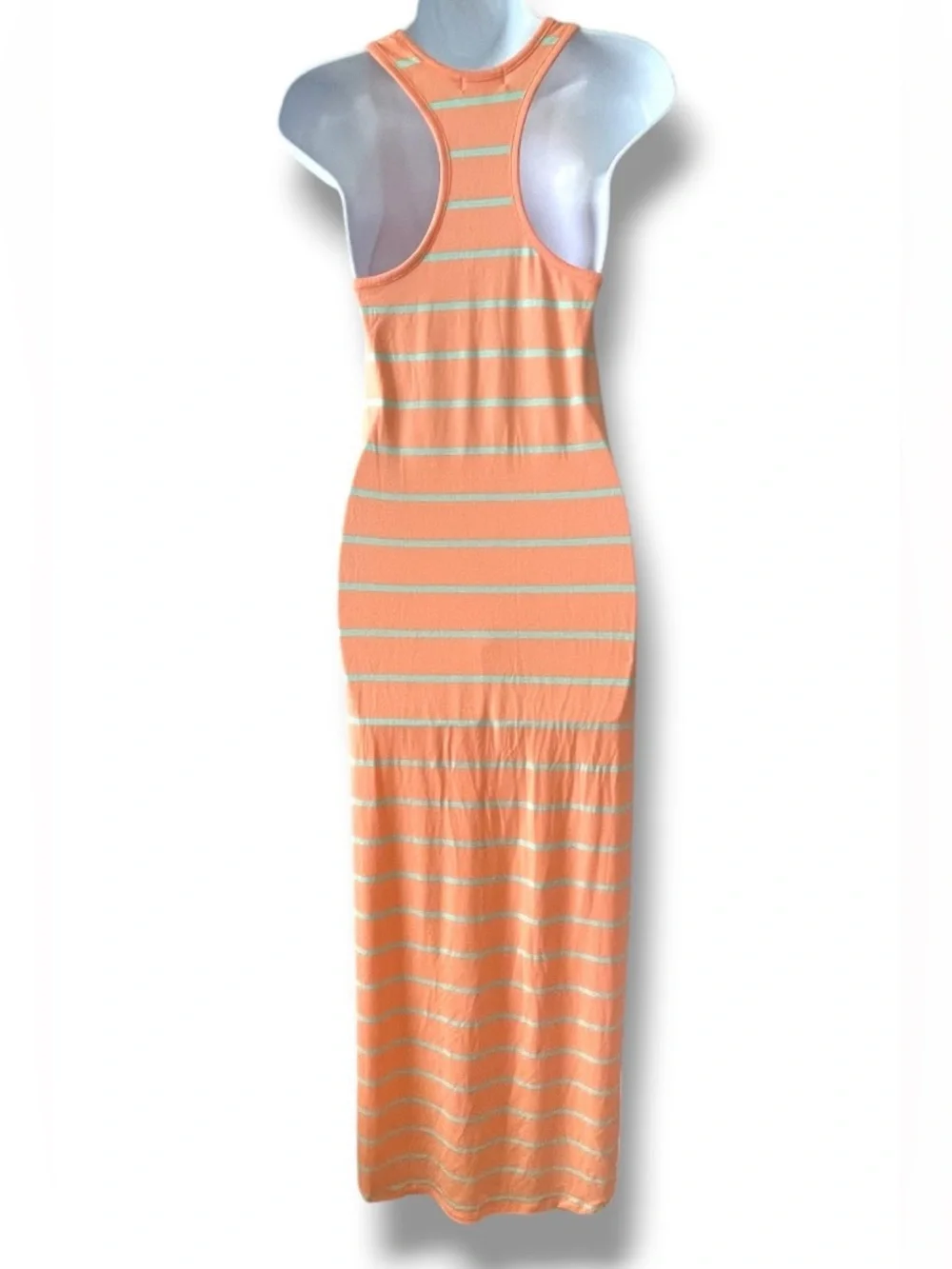 Kirra Striped Maxi Dress Coral Racerback Bodycon Stretch Casual Summer Dress